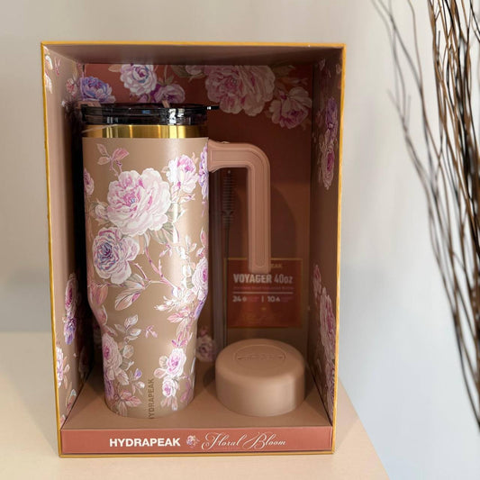 🌸 Vaso Térmico HydraPeak Voyager 40 oz – Edición Floral Bloom con Asa y Popote